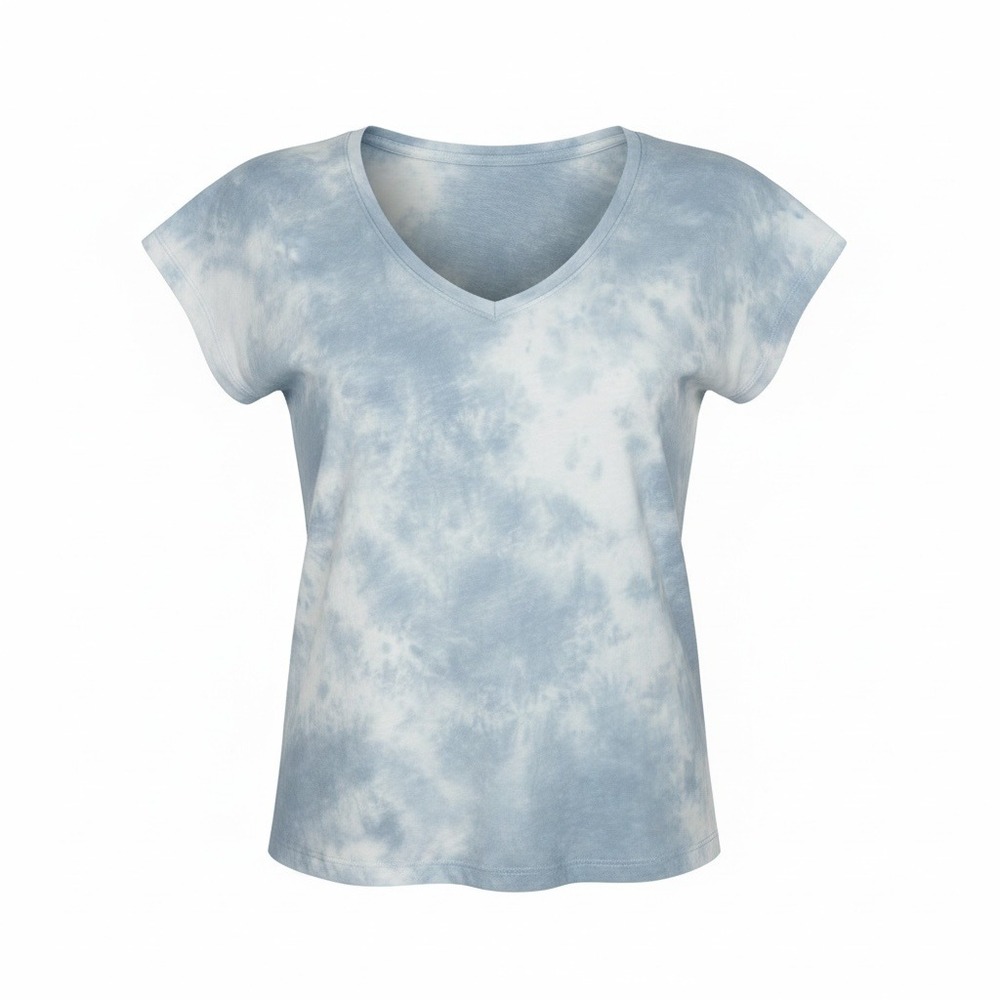 Grey State Tie Dye V Neck Flutter Sleeve T Shirt Blue Cloud Women's, Size S, NWT